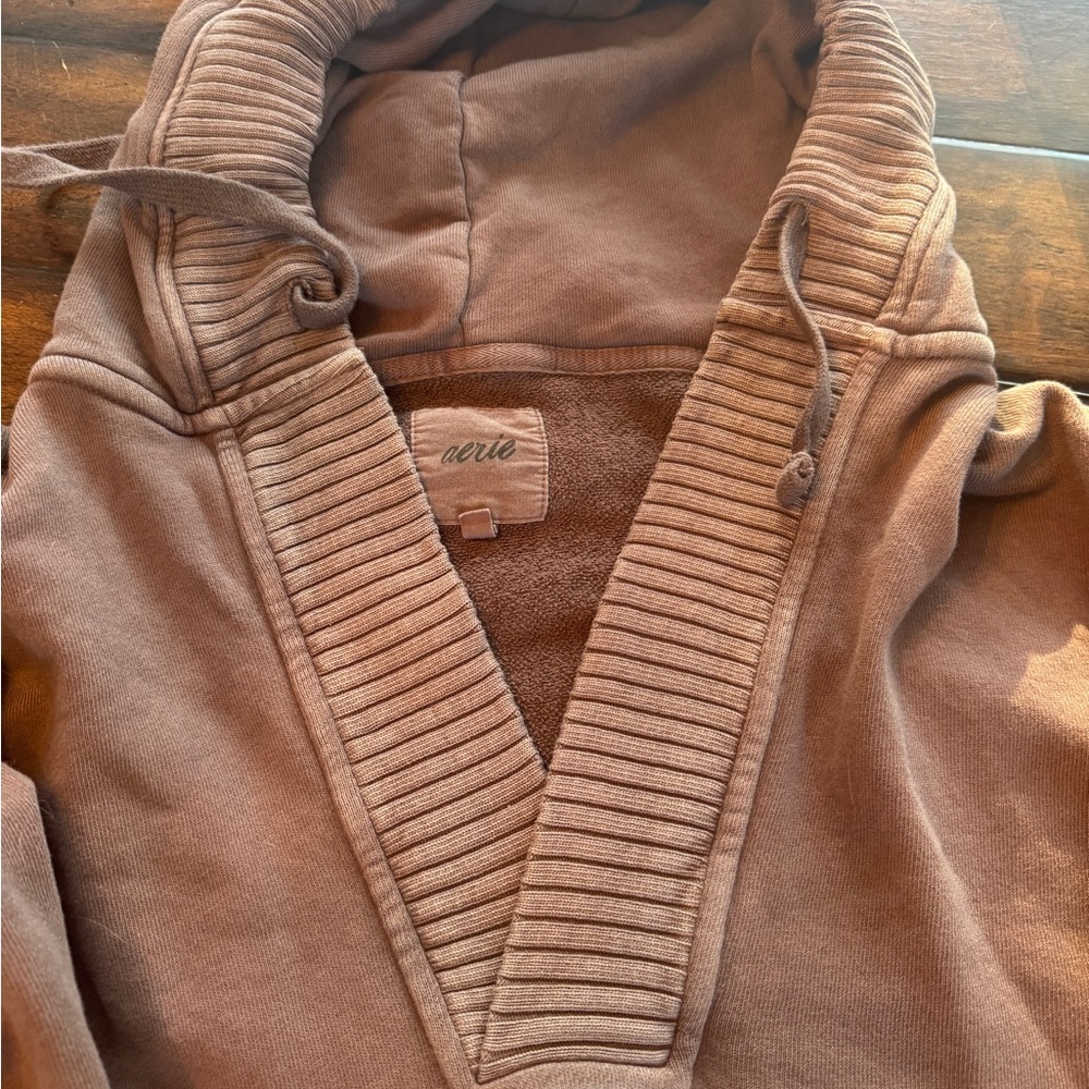 Aerie Brown Hoodie Sweater- Size XS - Picture 4 of 10